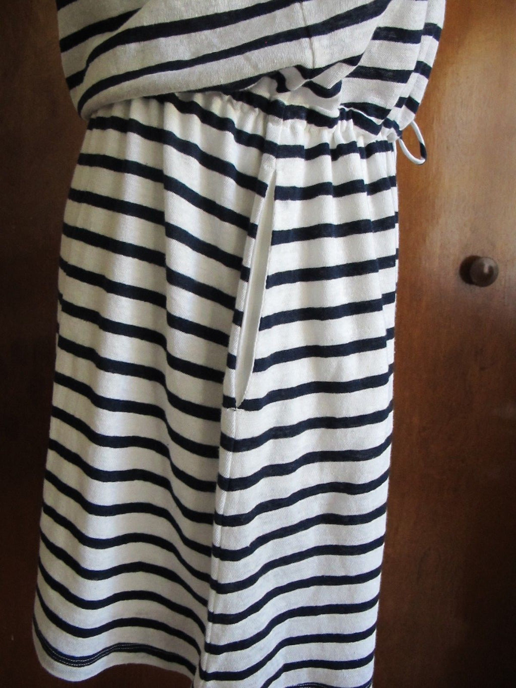 Gap women's white/blue cotton/linen stripped dress New
