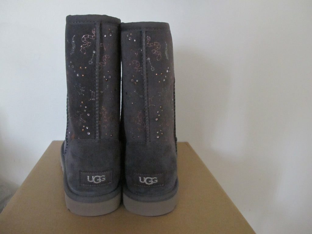 UGG CLASSIC ZODIAC WOMEN'S SHORT GRAY SHORT NIGHTFALL SUEDE SHEEPSKIN  BOOTS 7