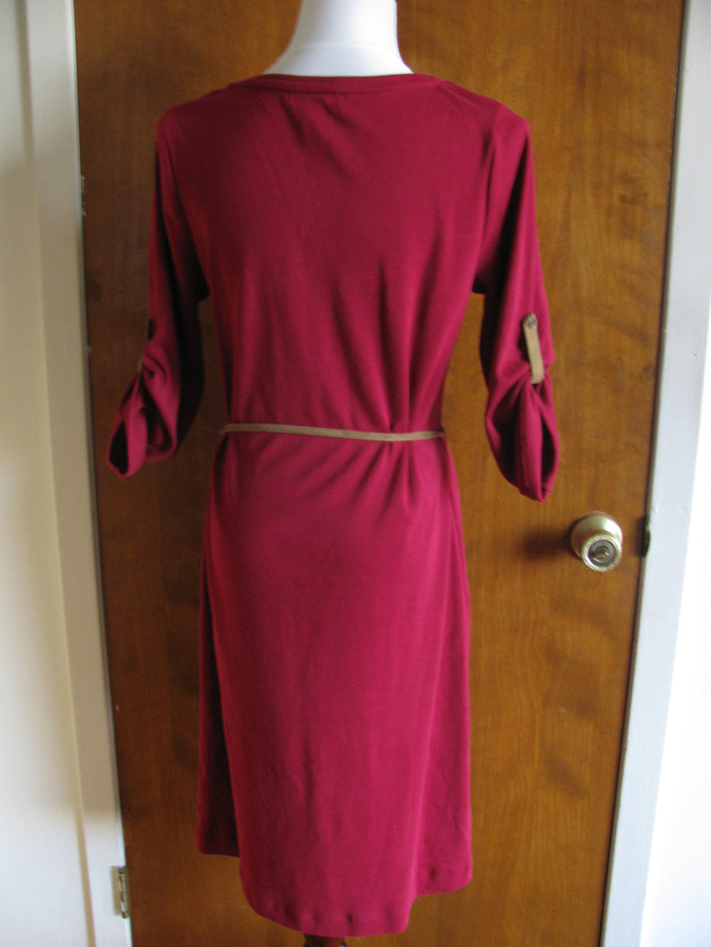 Lauren Ralph Lauren women's burgundy belted new dress size Large