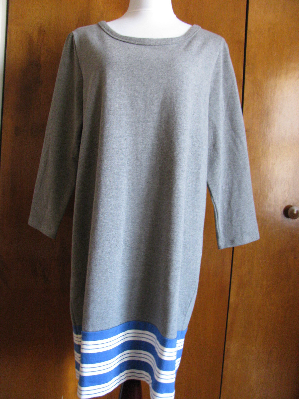 Gap women’s gray blue white striped cotton sweater dress size xlarge NWT