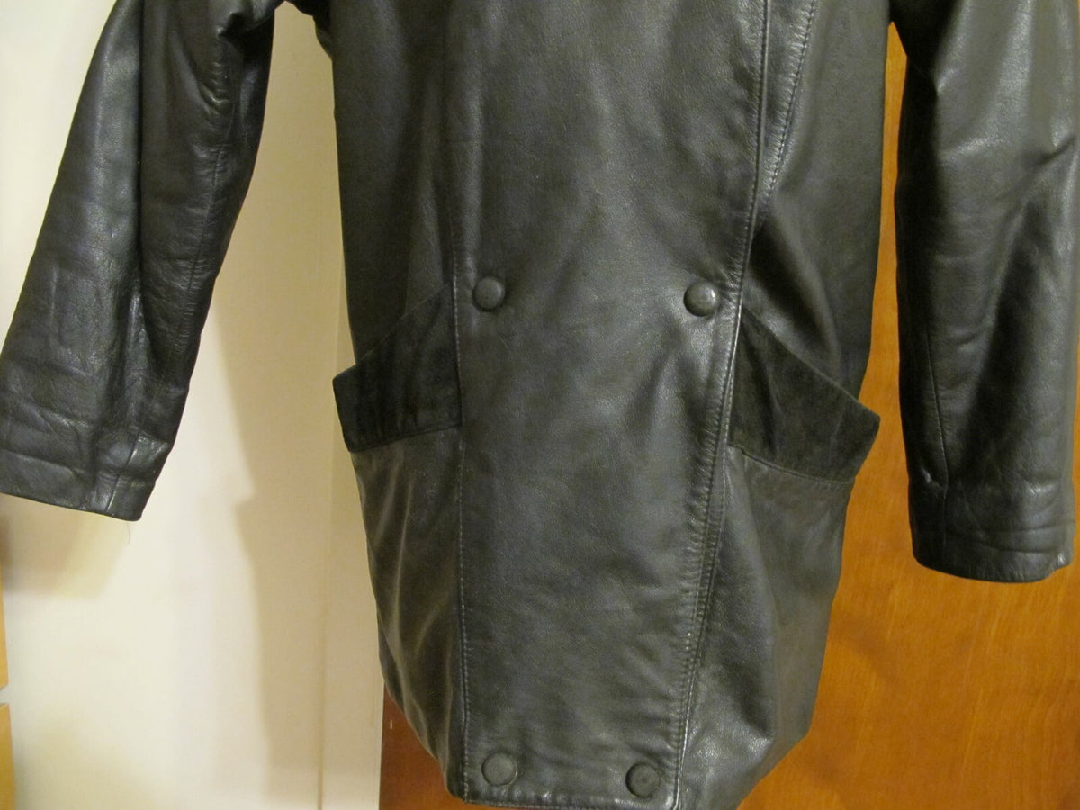 Pelle Cuir Women's Black Real Genuine Leather Detailed Jacket Coat Size Small