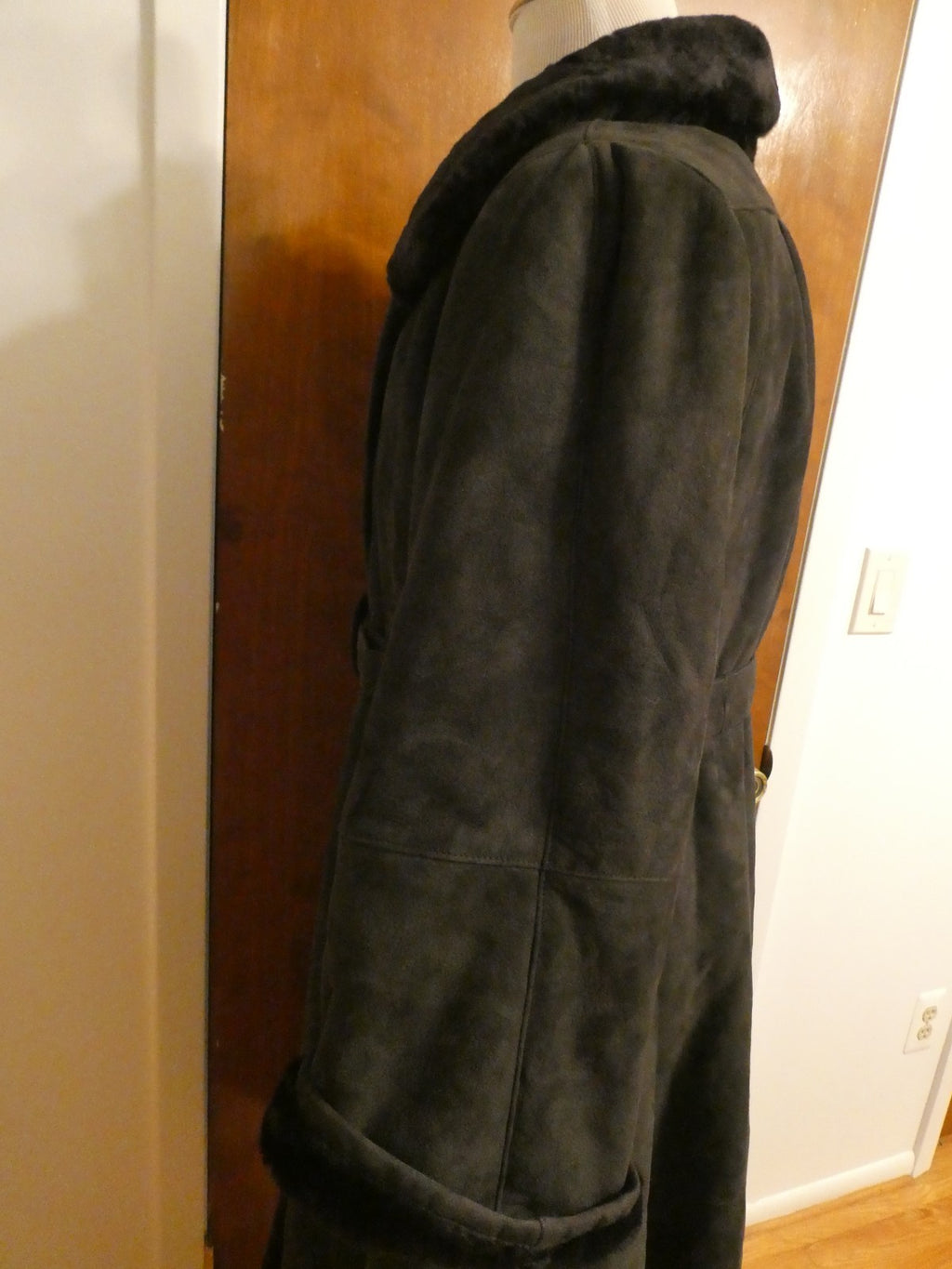 Adarcrea Women Black Shearling Sheepskin A-Line Winter Coat SZ 10 (US 14) Spain
