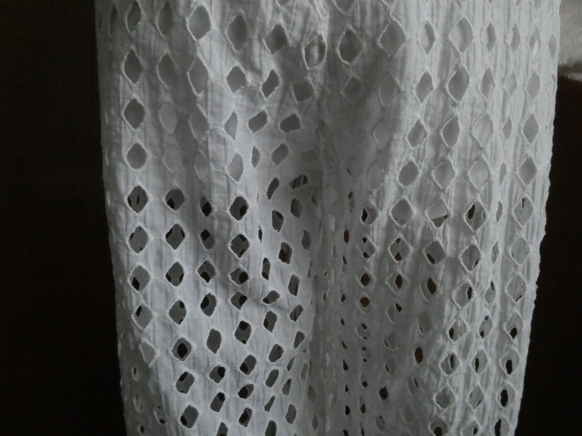 Free People Women's White Eyelet Detailed Pants Elastic Waist Size Large