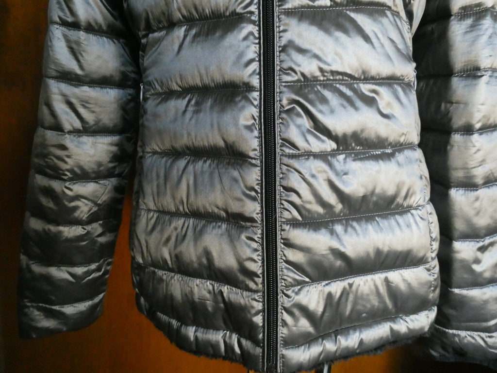 Andrew Marc Women's Gray/Black Reversible Puffer and Faux Fur Jacket Coat S/CH 