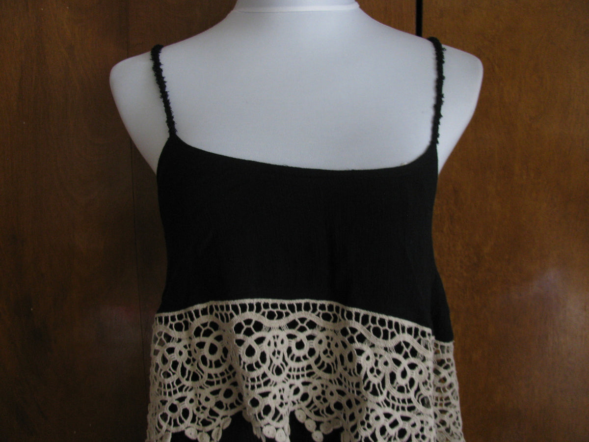 Free People Womens Asymmetric Black Decorated Embroidered Soft Rayon NWT Dress S