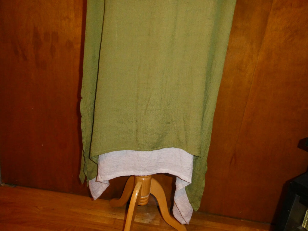 GRACILA Women’s Green/Ivory ¾ Sleeves Two Layer Long Dress 5X 