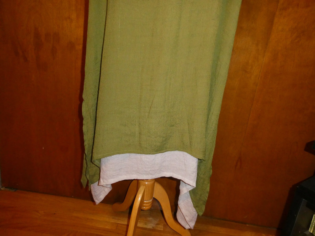 GRACILA Women’s Green/Ivory ¾ Sleeves Two Layer Long Dress 5X 
