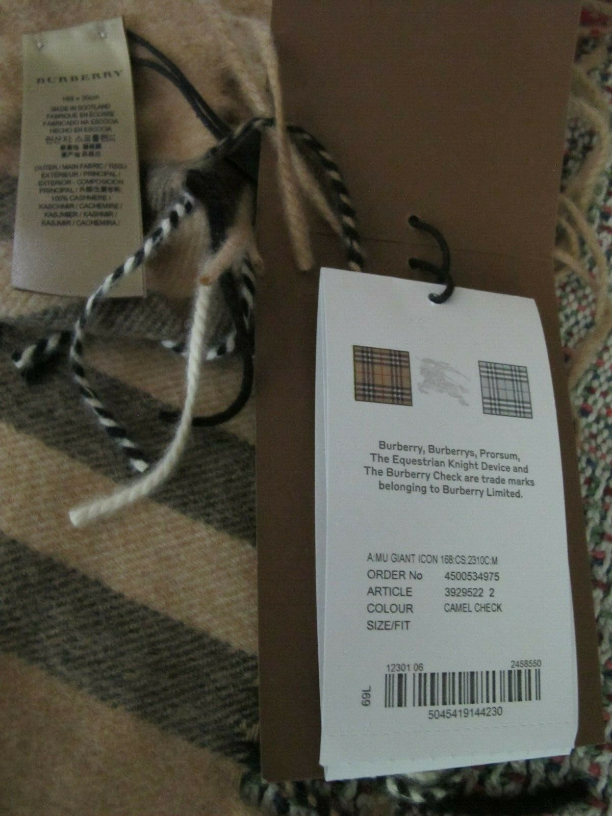 Burberry Classic Check Cashmere Scarf Camel