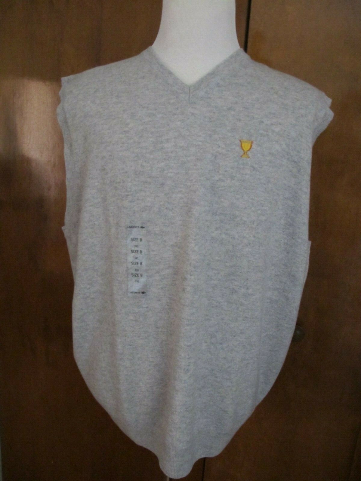 Lacoste men's chalkboard heather cashmere V-neck vest 3XL(Runs small) fits 2XL