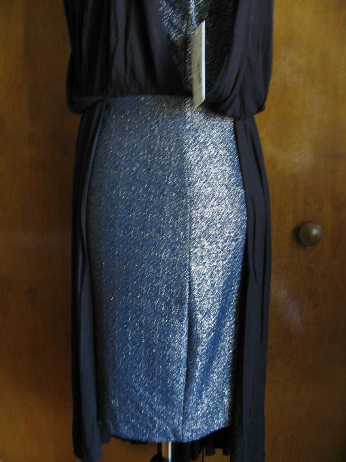 Free People Women Draping Over Black Combo Soft Rayon Dress Small 