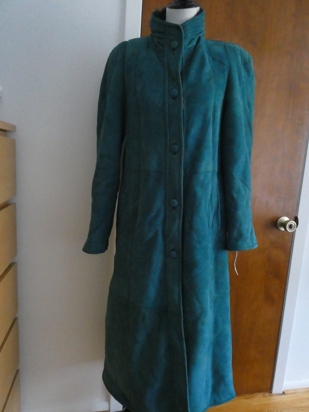 Adarcrea Women Persian Green Teal Shearling Sheepskin Long Winter Coat Spain 10