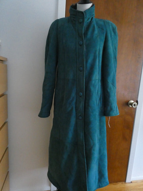 Adarcrea Women Persian Green Teal Shearling Sheepskin Long Winter Coat Spain 10
