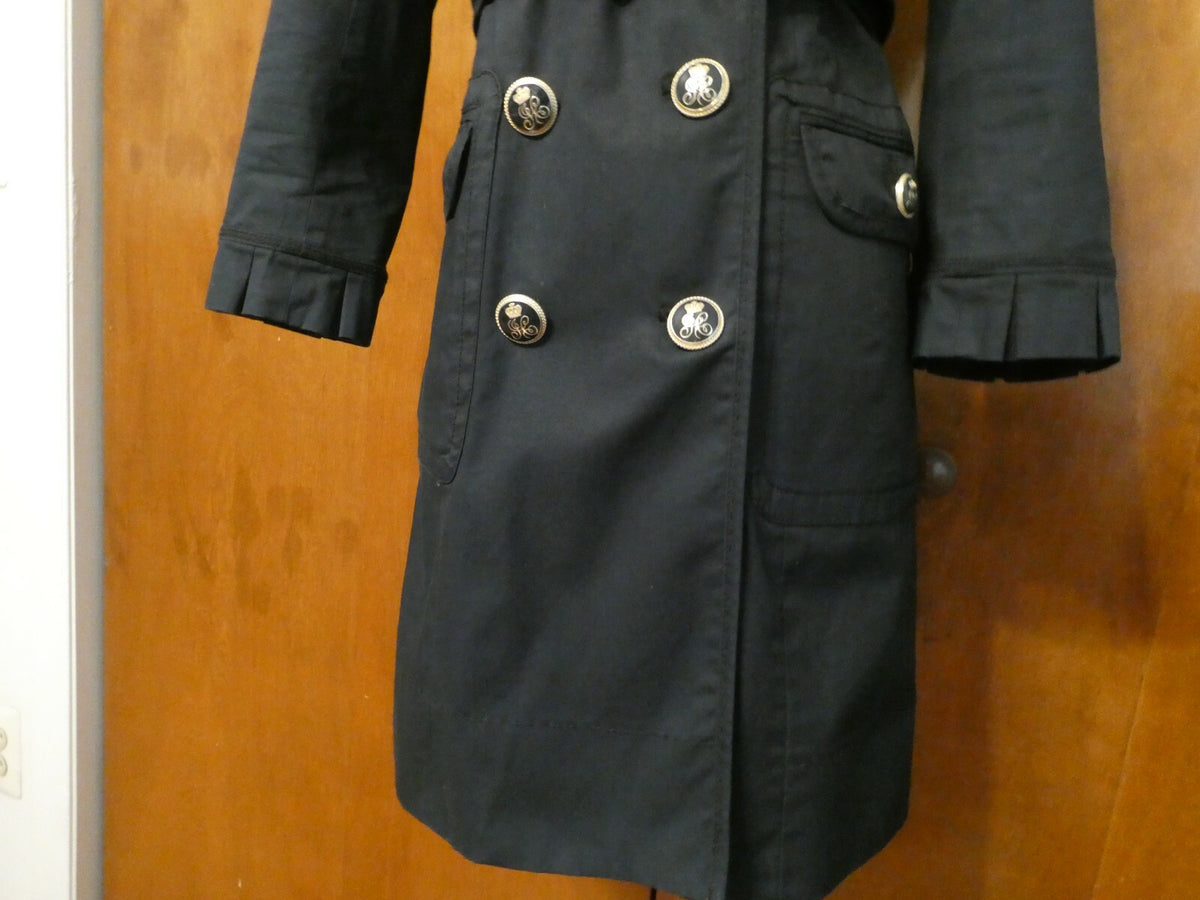Juicy Couture Women's Navy 3/4 Sleeve Belted Double Breasted Trench Coat P (XS)