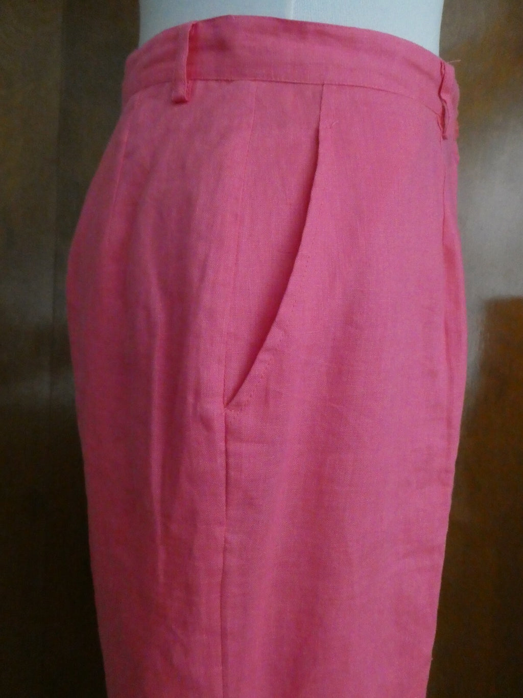 J Song Collection women's pink 100% linen full lined pants size 12 New