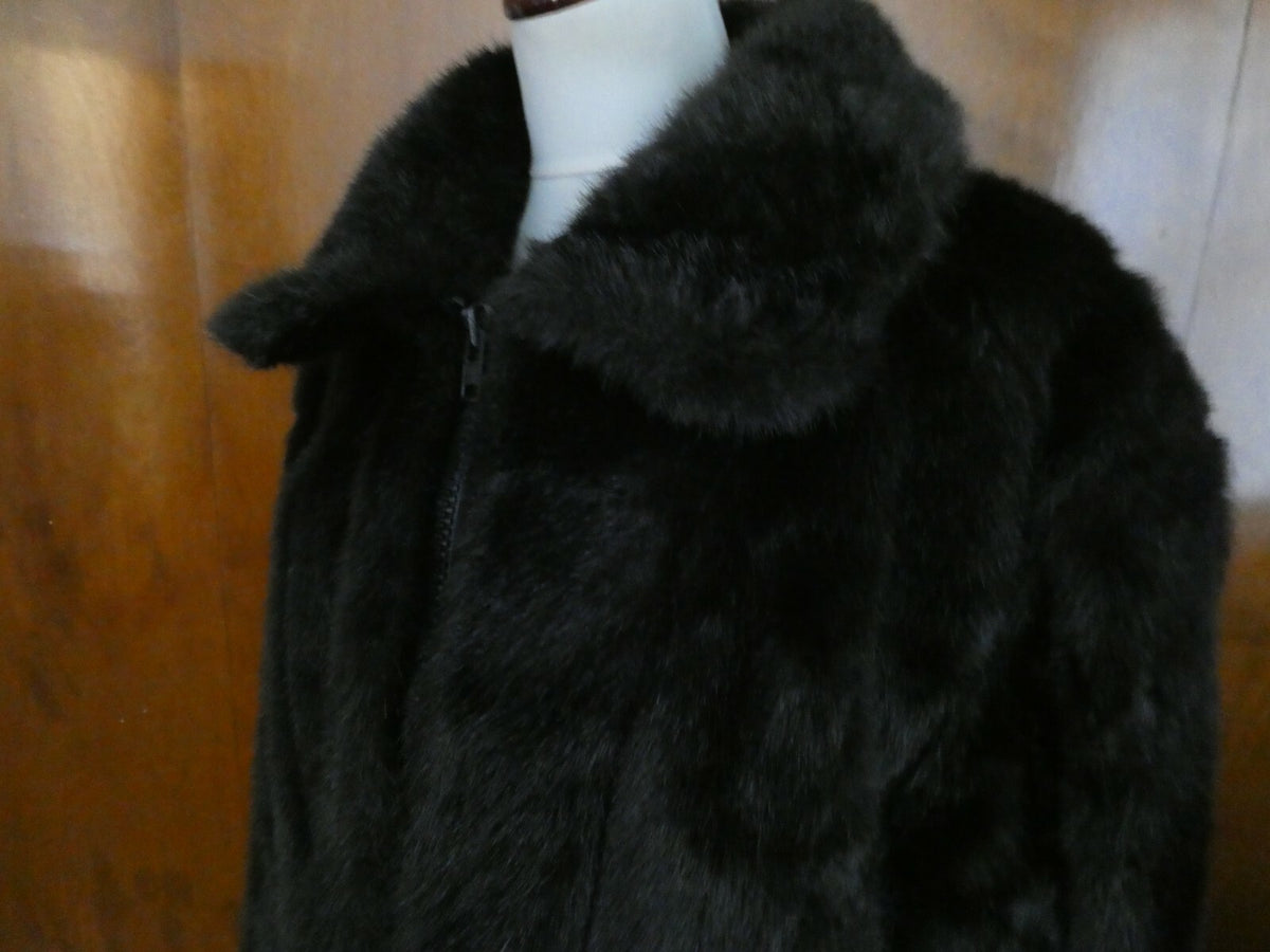 Olympia Limited INC Women's Faux Fur Coat Jacket Black Medium (Fits LARGE) USA