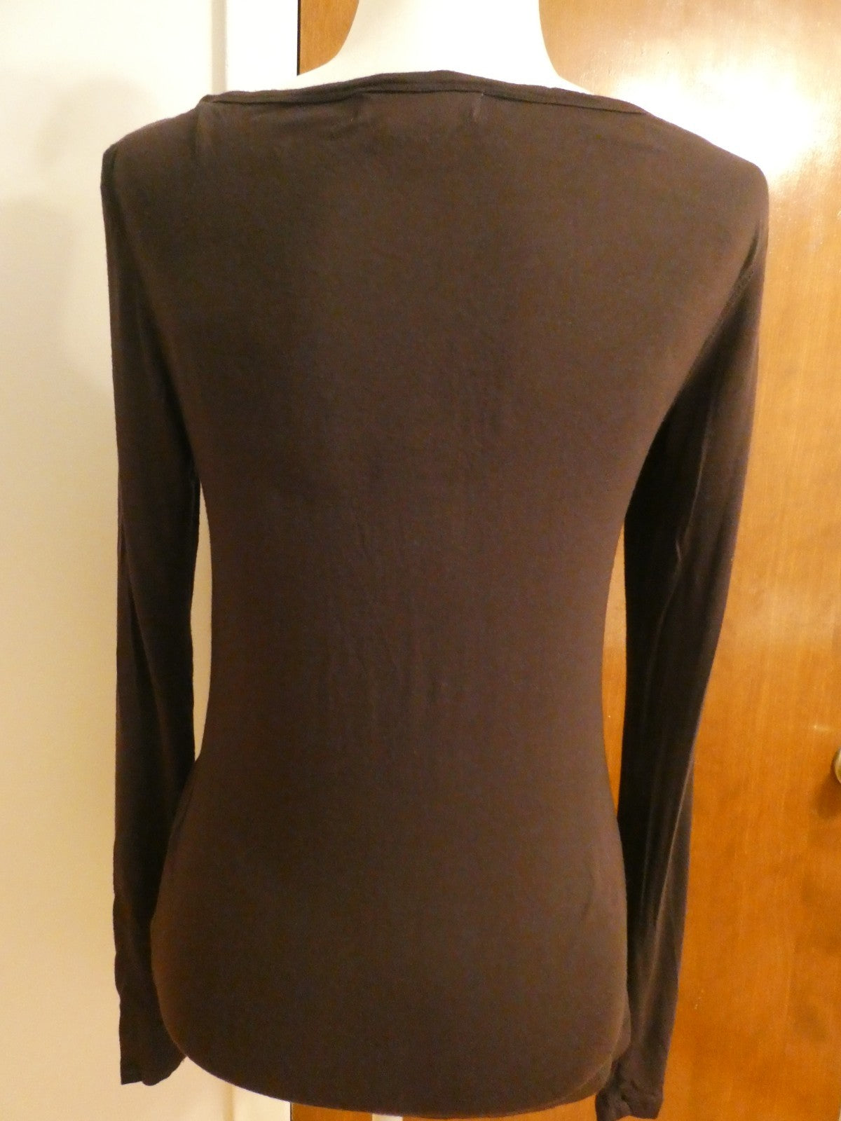 Michael Kors women brown rayon beads decorated top sz S/P (means regular Small)