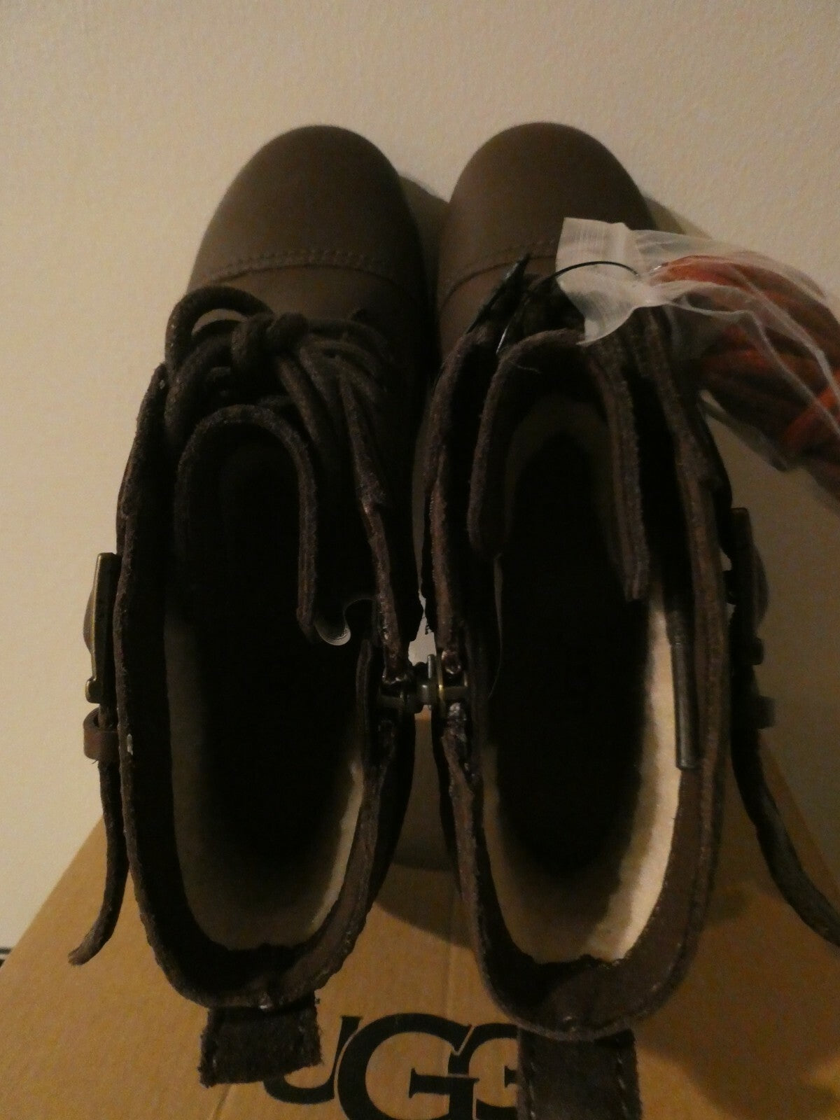 Ugg Australia Women's Jaidyn Brown Leather Combat Ankle Boots USA 7, USA 8, USA9