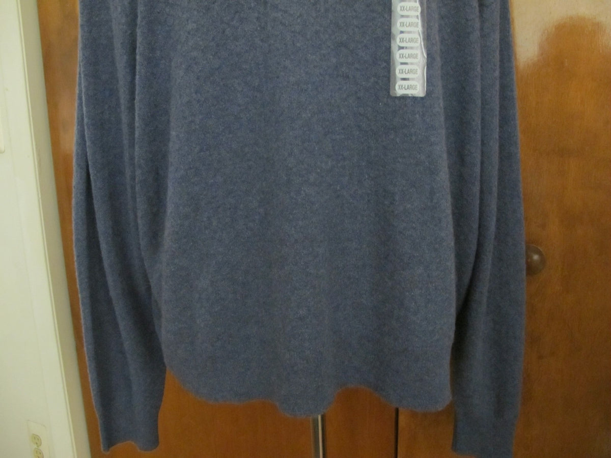 Bloomingdales men's dusty blue cashmere detailed crewneck sweater XXL NWT 
