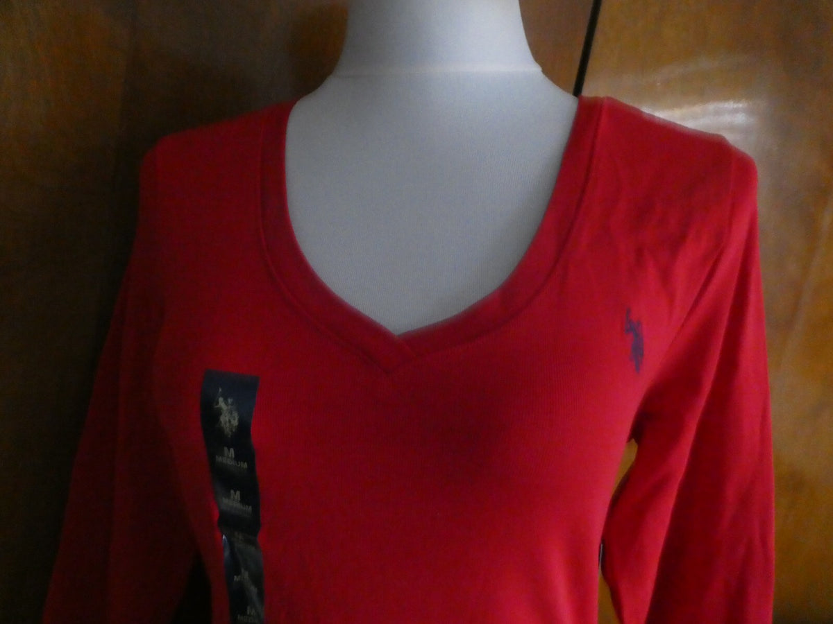 U.S. POLO ASSN. women's red cotton long sleeves top size Medium