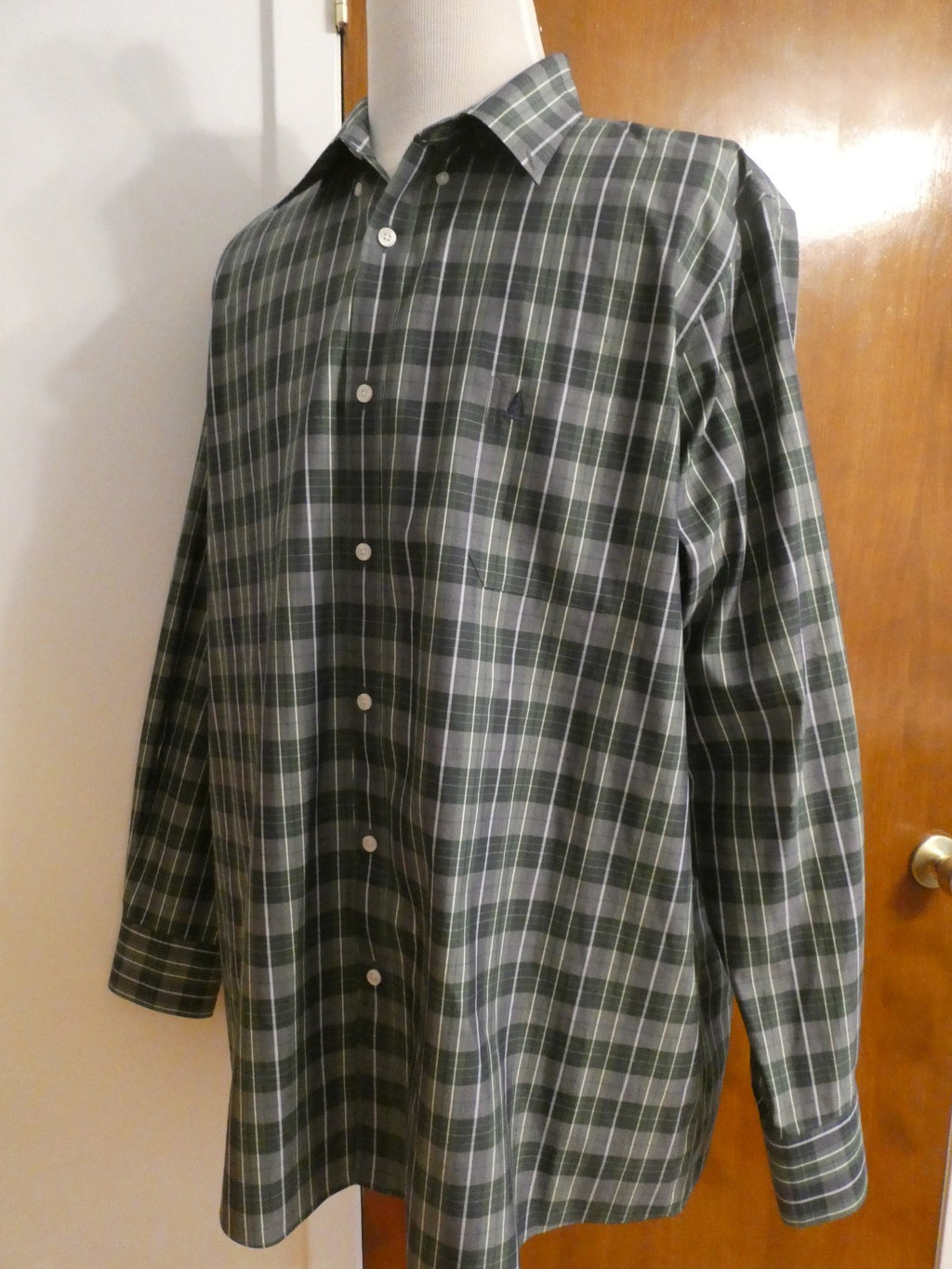 Nordstrom Men Shop Classic XXL Green Plaid Shirt Cotton Wrinkle-Free Classic Fit