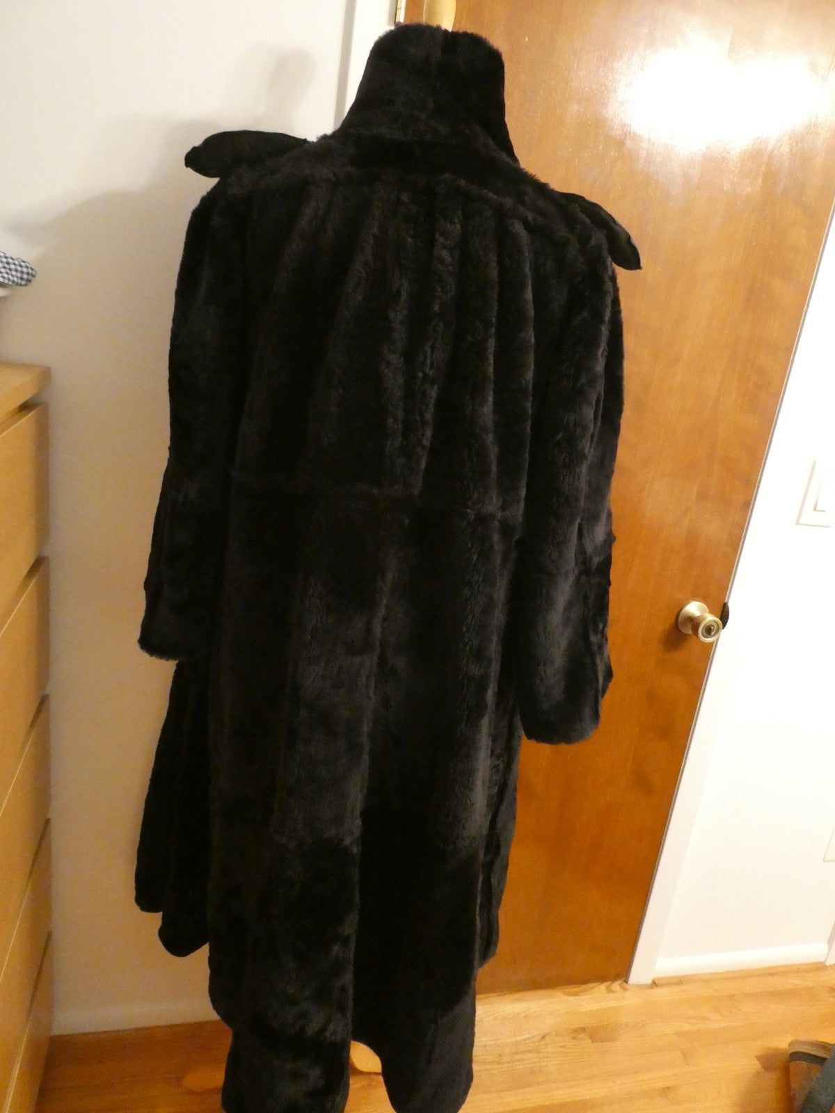 Adarcrea Women Black Shearling Sheepskin A-Line Winter Coat SZ 10 (US 14) Spain