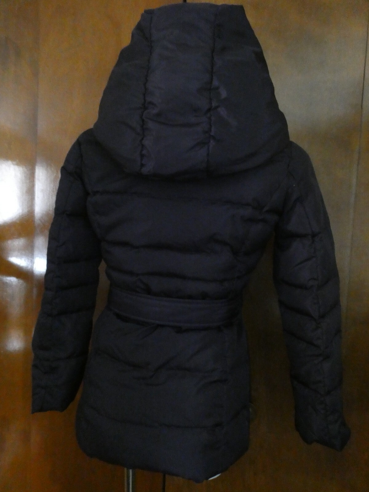 Via Spiga Women’s Down Coat Jacket Dark Purple Hooded Size M (fits small)