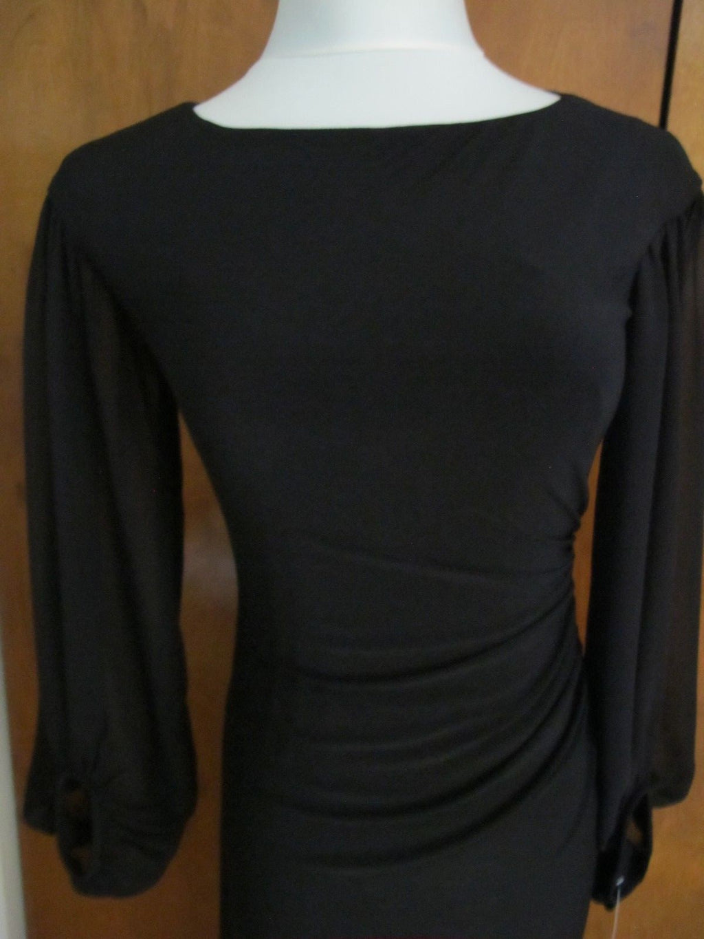 Ralph Lauren wome'n black evening maxi dress with mesh long sleeves size 2 