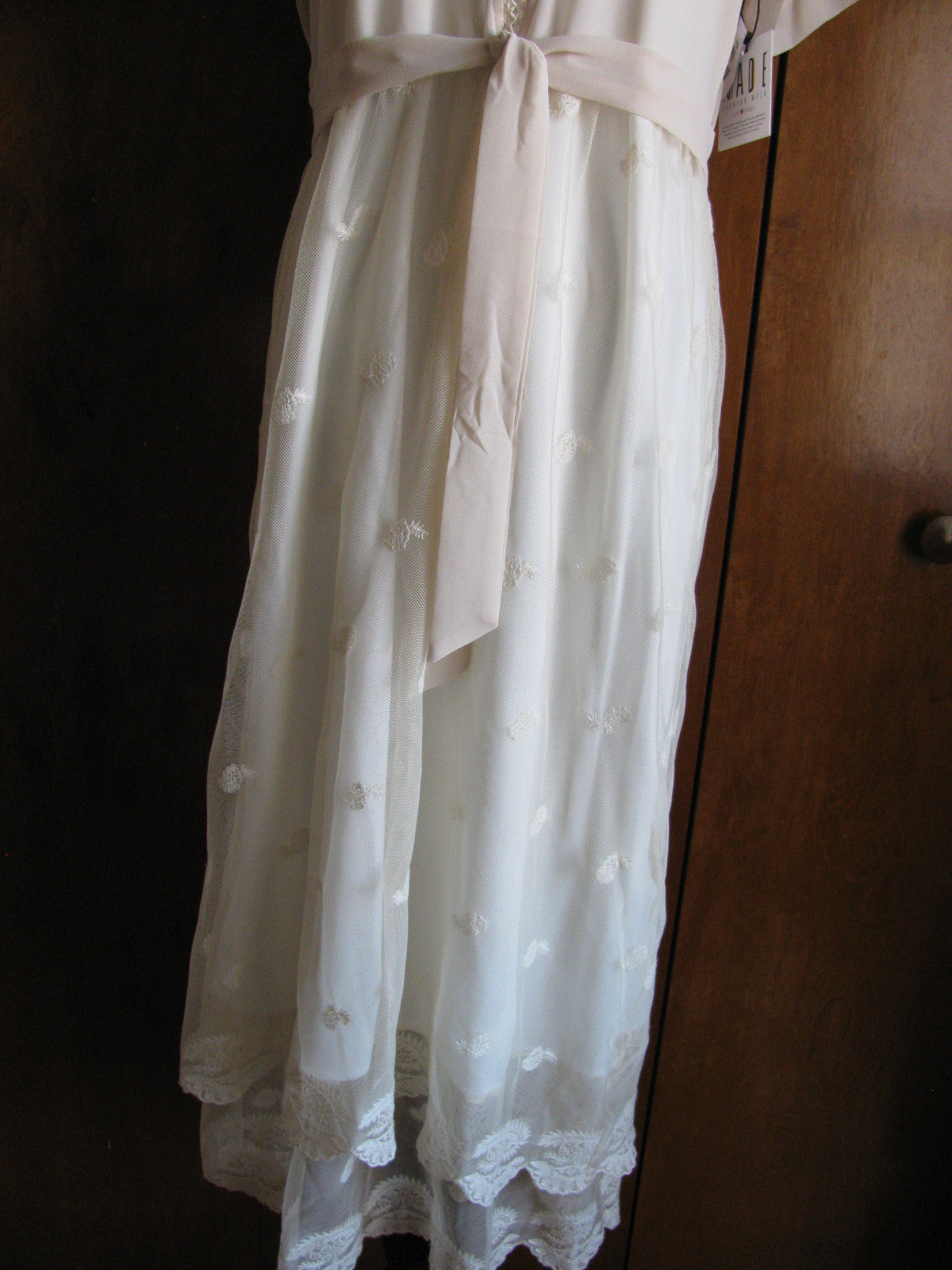 Impulse women's tea stain embroidered lined dress New