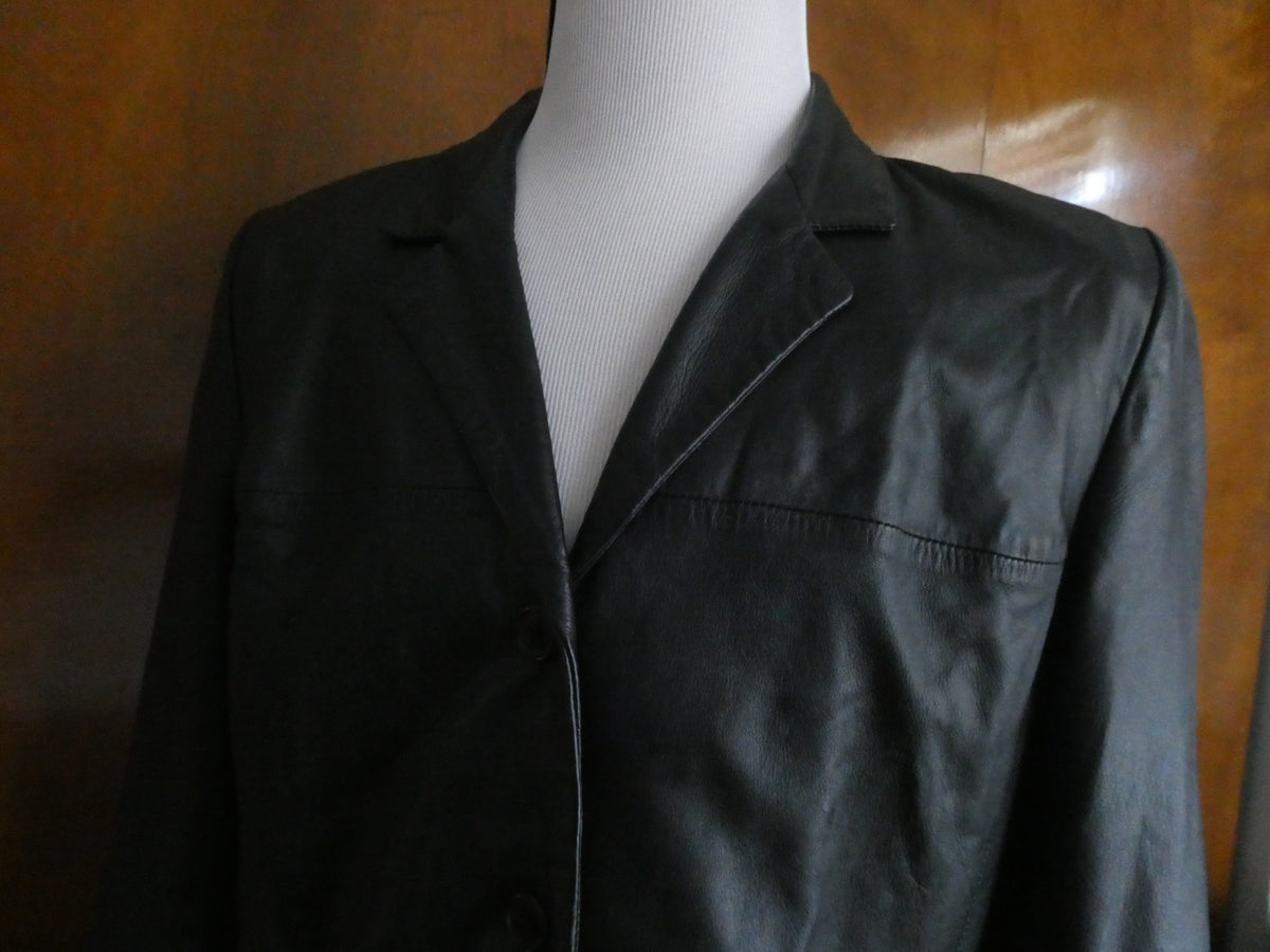 Style & Co Women’s Black Leather Jacket Coat Size XLarge