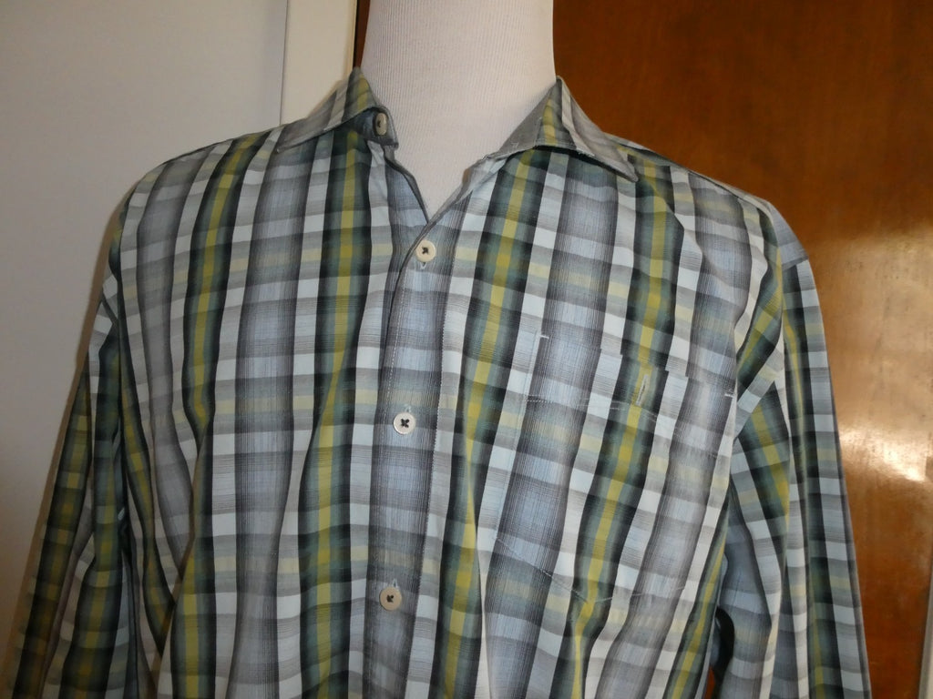 Tommy Bahama Island Modern Fit Shirt Men's XL Plaid 100% Cotton Button Front