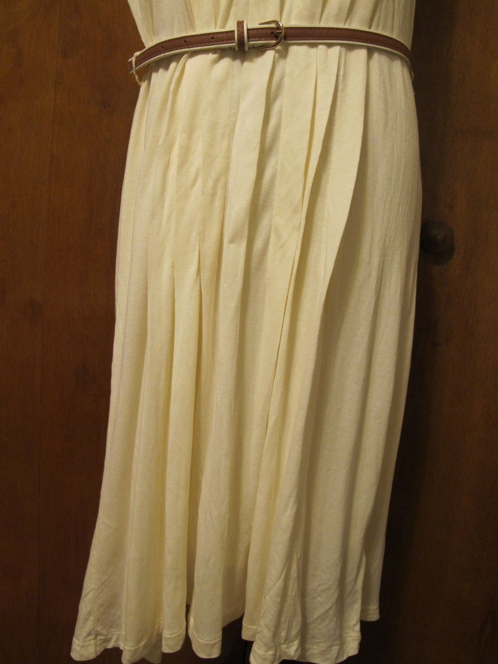 Ralph Lauren women's lined off white pleated dress 