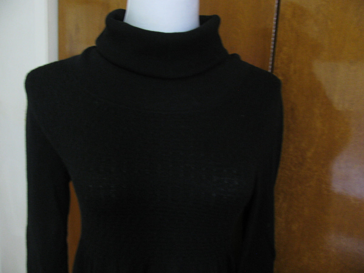 Aqua Women's Black Cotton Tunic Sweaterdress Medium New