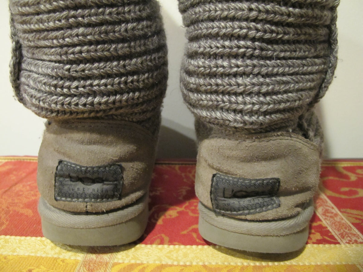 UGG women's gray fabric woven tall winter boots pre owned size 7