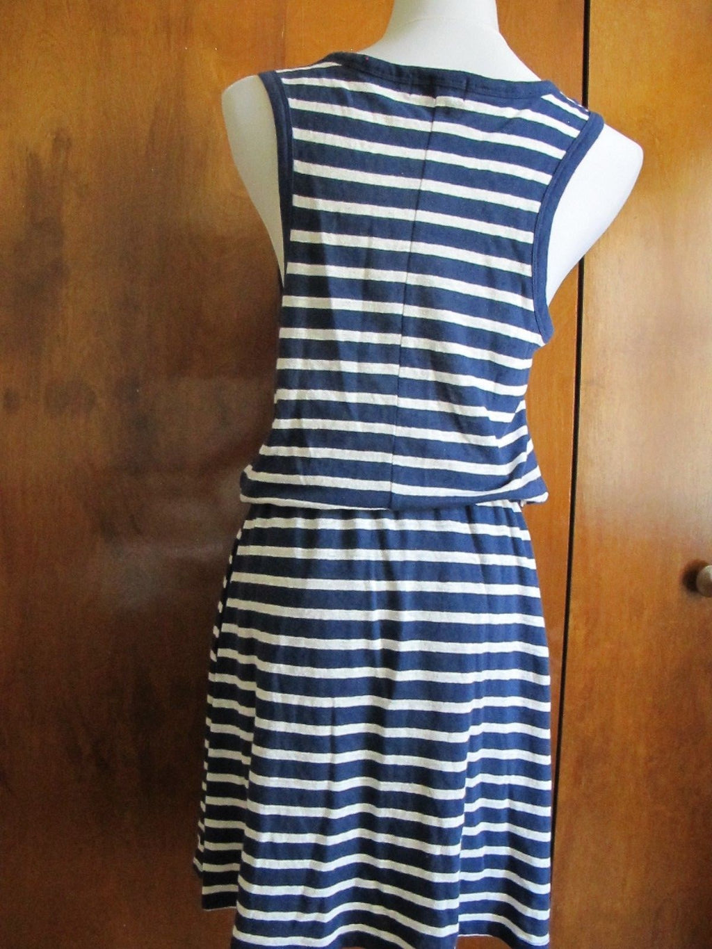 Gap women's blue white cotton linen stripped dress New