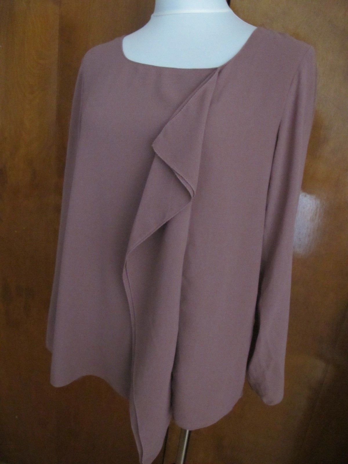 Max Studio women's brown ruffle long sleeves blouse top size large NWT