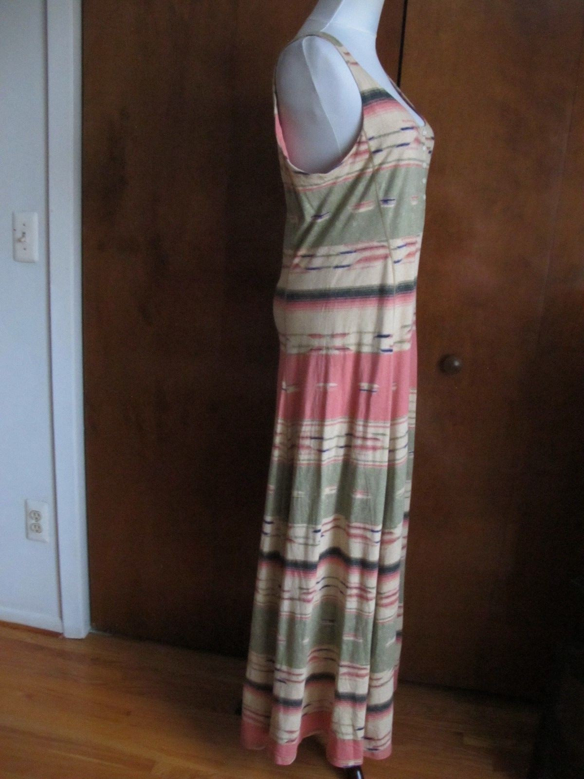 Lauren Jeans CO Women's multi color fitted A-line lined maxi dress Medium New
