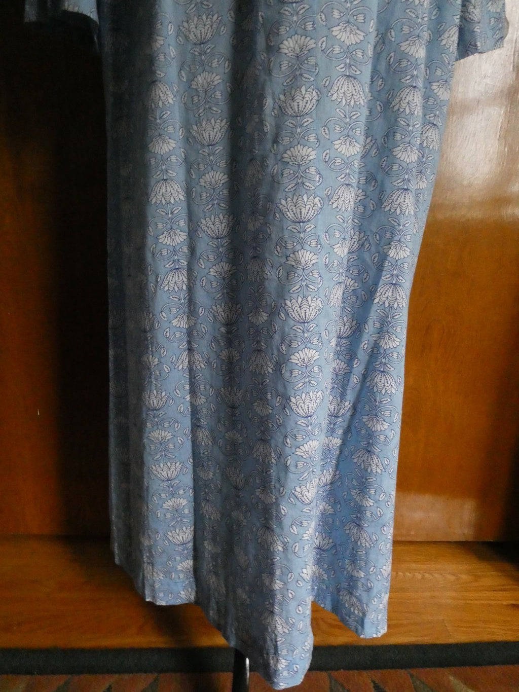 Tucker Nuck Maxi Dress XL Blue Floral 100% Cotton Soft Boho Lounge Caftan