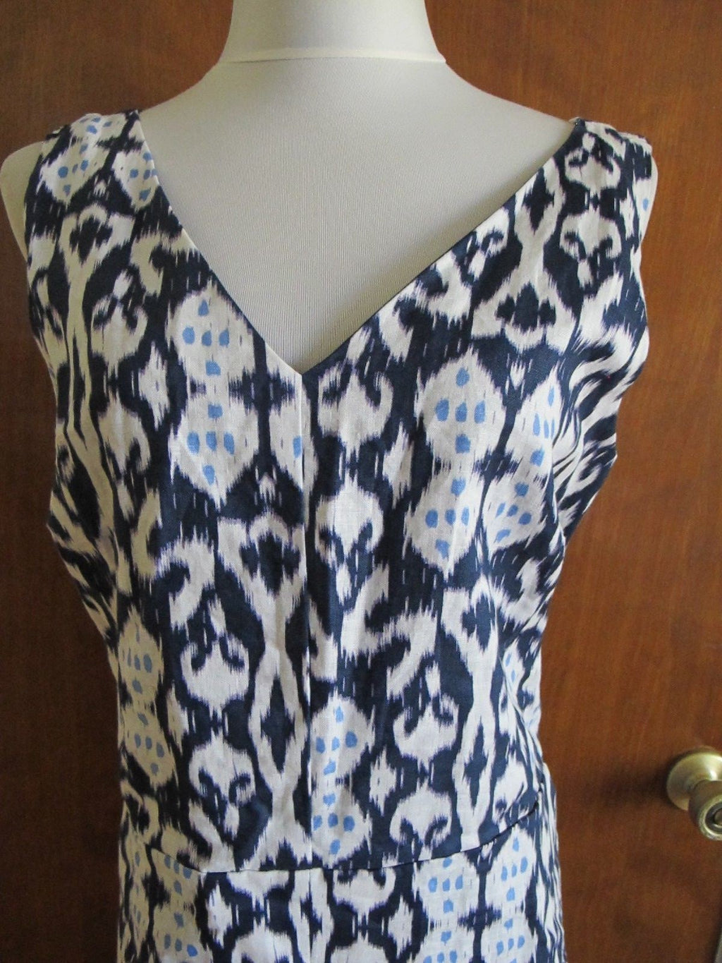 Gap Women's Navy White Linen Lined Dress Size 18 (fits size 16)