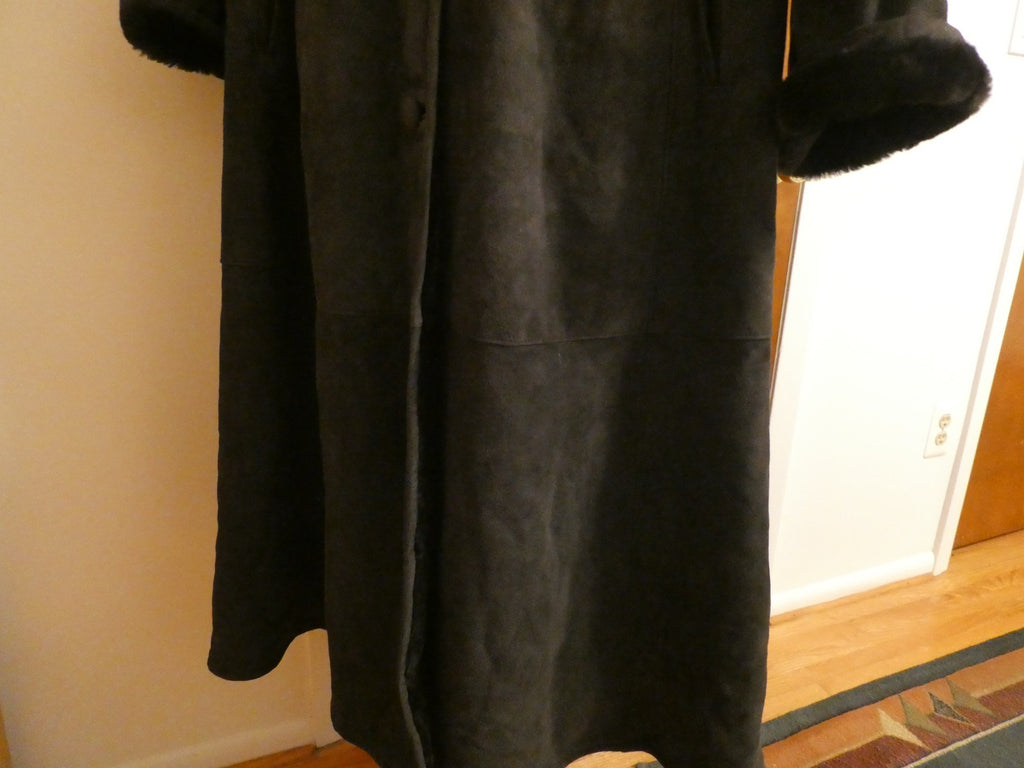 Adarcrea Women Black Shearling Sheepskin A-Line Winter Coat SZ 10 (US 14) Spain