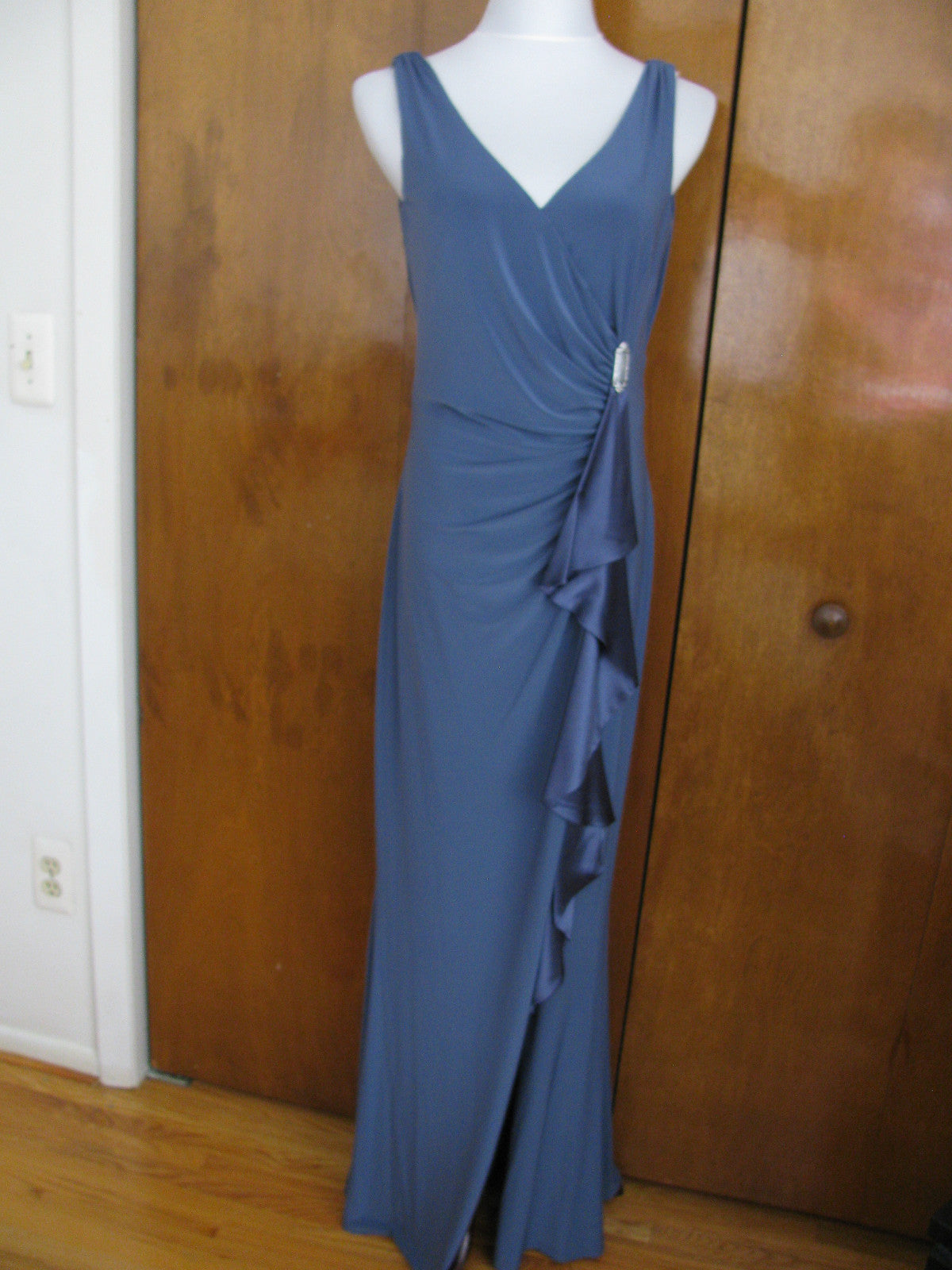 Ralph Lauren Women's Gray Detailed Maxi Evening New Dress New