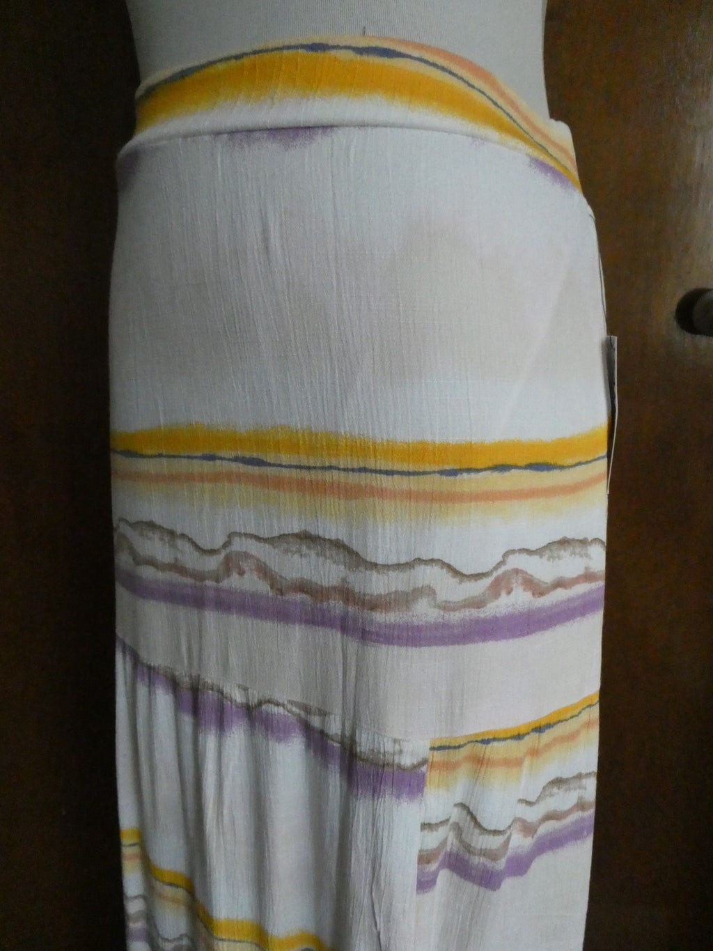 Nine West Women Maxi Skirt Tiered Side Slit Elastic Waist Multicolored Small $40