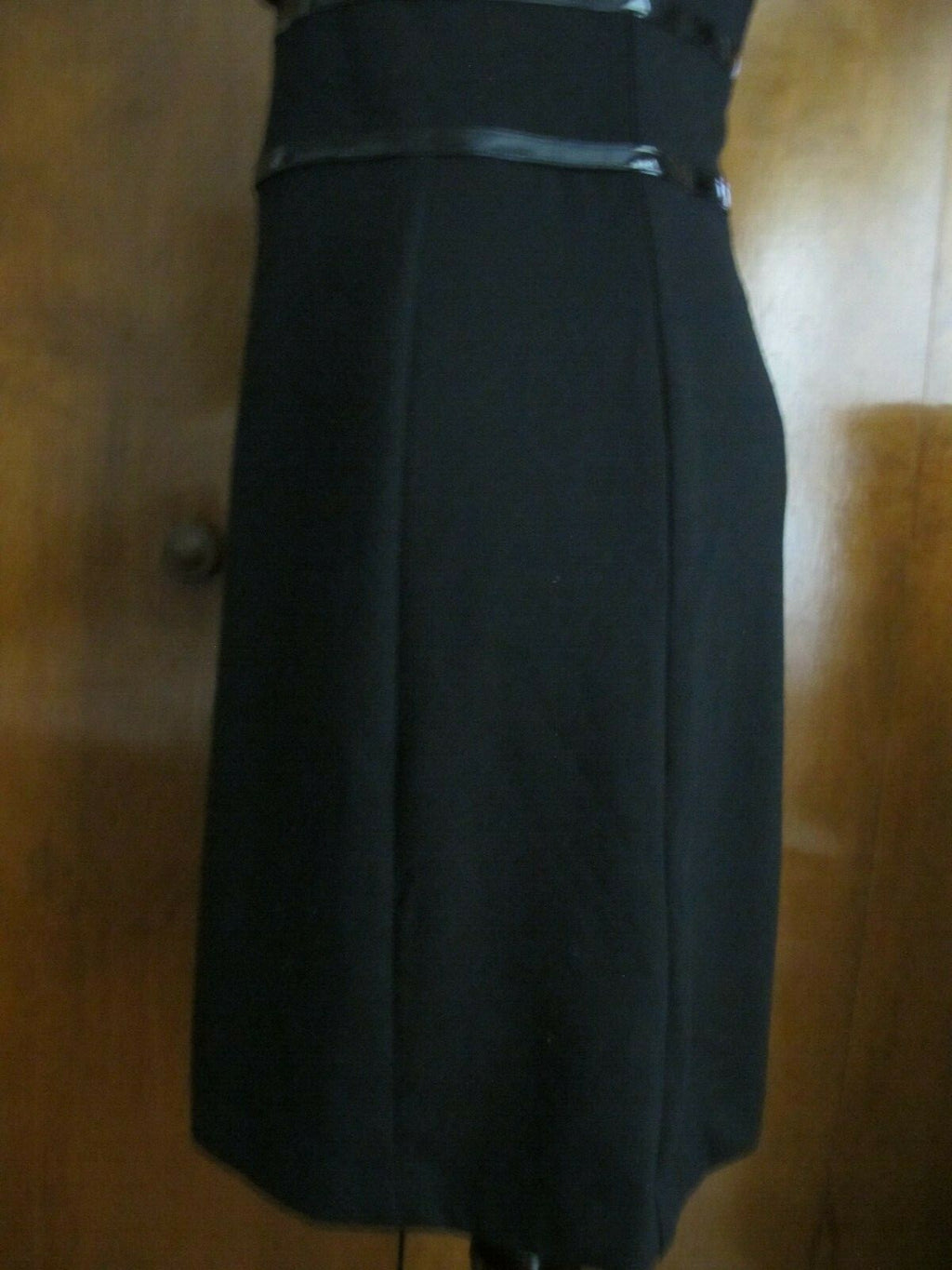 Michael Kors Black Faux-Leather Trim Lined Dress Size 2