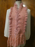 Women's Solid Pink Fringe Rabbit Scarf Size 60" X 4.5"