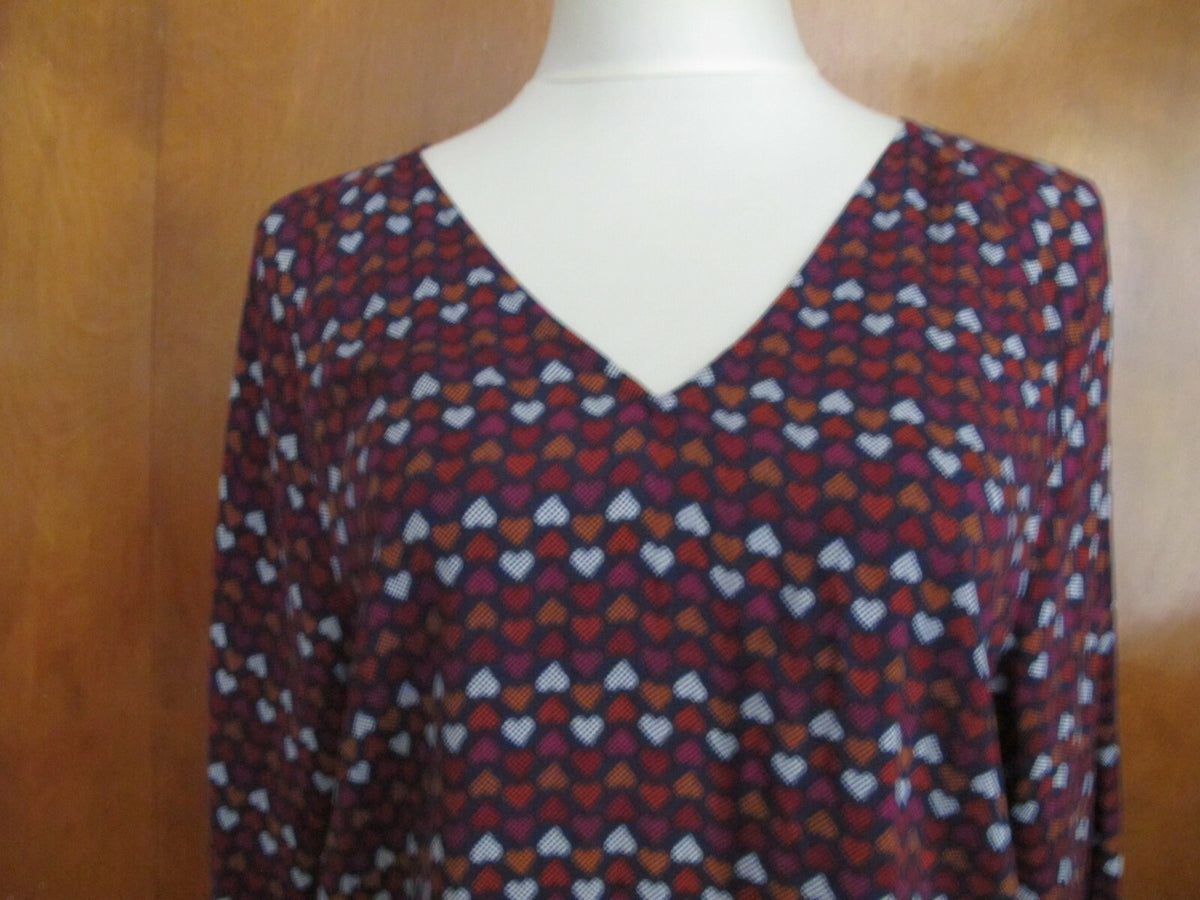 QMack women's soft viscose mufti color blue red lined dress Large 