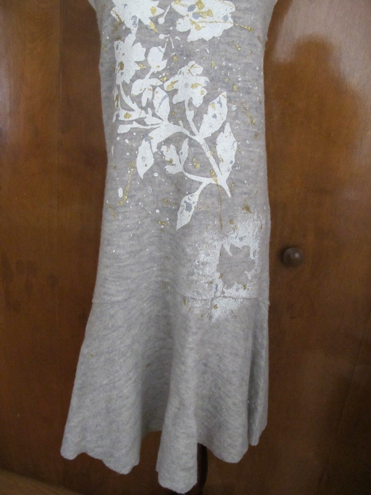 Anthropologie women's gray detailed dress Xsmall NWT runs big 