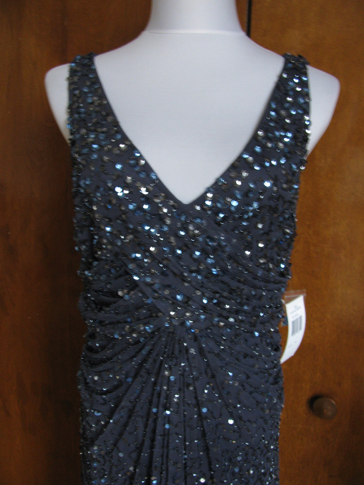 Patra Women’s Blueberry Evening Lined Sequined Twist Mesh Dress Size 12 New