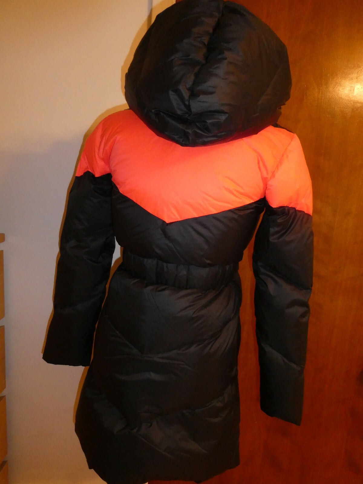Armani Exchange Women's Black/Orange Reversible Winter Padded Jacket Coat XS
