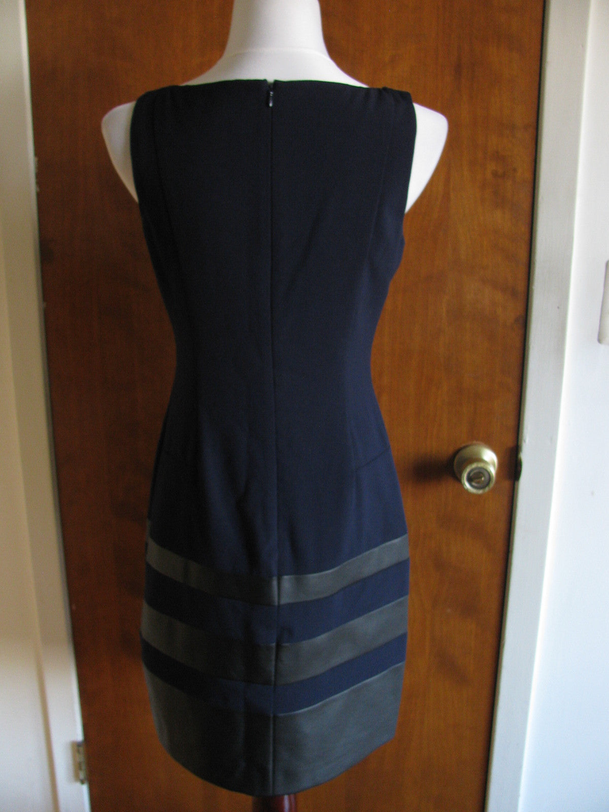 Ralph Lauren women's navy black leather insert dress 6P new