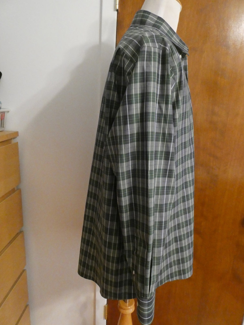 Nordstrom Men Shop Classic XXL Green Plaid Shirt Cotton Wrinkle-Free Classic Fit