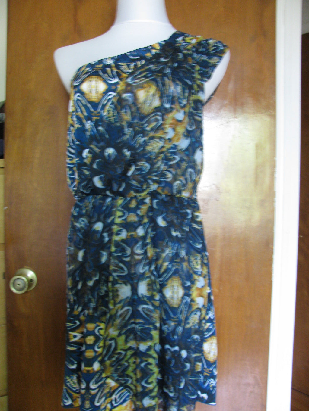 Buffalo women’s one shouldered teal combo mini dress size large NWT